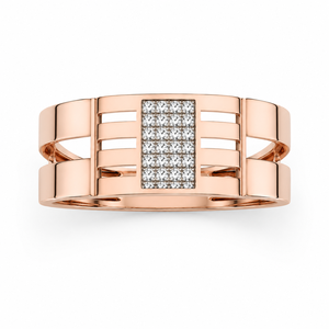18K Rose Gold Diamond Geometric Band <b>Ring</b> for Men High Polish Contemporary Luxury Wedding Party Daily Wear Gift Fine Jewelry - Product Image 2