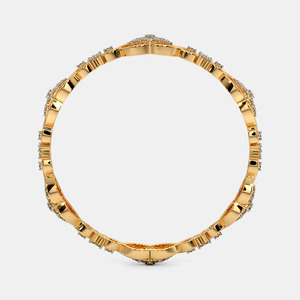 Gold Diamond <b>Infinity</b> Leaf Link Designer Bangle With Floral Motif Pattern - Product Image 3