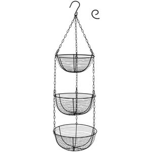 3 Tier <b>Hanging</b> Fruit <b>Basket</b> Heavy Duty Black <b>Wire</b> Storage Organizer for Kitchen Produce Vegetable Plant Flower <b>Hanging</b> <b>Basket</b> - Product Image 1