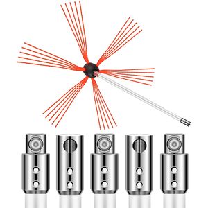Kit Telescopico per Pulizia Camini da 20 Piedi con 6 Aste Flessibili in Nylon, Strumento Rotante per Pulizia Camini con Trapano, Kit Spazzole per Camini - Product Image 2