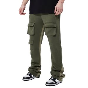 Pantalones de chándal personalizados de alta calidad al por mayor, pantalones de chándal acampanados, pantalones informales para correr apilados lavados para hombre 2026 - Product Image 1