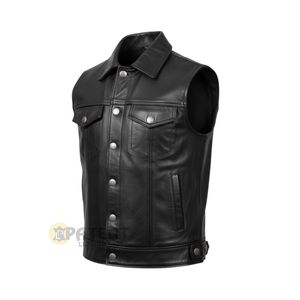 Wholesale Patent Leather Industries Genuine Leather Men's <b>Vest</b> Outdoor Winter Wear Windproof Breathable OEM Custom Service Bulk - Product Image 1