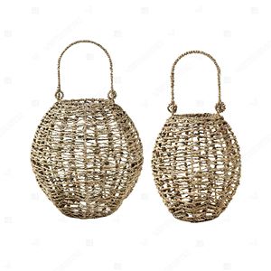 Lanterne sphérique nordique en jonc de mer, porte-bougie suspendu avec corde, lanterne de jardin en verre, support de bougie, lumière décorative intérieure - Product Image 4