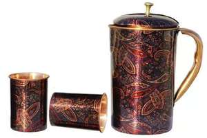 Nouvelle carafe en cuivre écologique de qualité supérieure avec couvercle et poignée 1300 ml, corps sans raccord, pour la maison, le bureau, la cuisine, utilisation quotidienne BB - Product Image 3