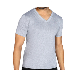 Custom Classic Men V-Neck <b>T</b>-<b>Shirt</b> <b>Polyester</b>/Cotton Fleece Regular Fit Anti-Pilling Short Sleeve Eco-Friendly Breathable Solid - Product Image 5