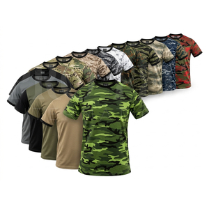 เสื้อยืดแขนสั้นคอกลมลายพรางแฟชั่นสตรีทแวร์ทันสมัย ผลิตตามแบบ OEM/ODM ผ้าฝ้ายสีน้ำตาลพิมพ์ลายพรางด้วยเทคนิค Sublimation - Product Image 1