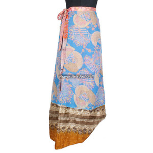 New 38 Inch Vintage Art <b>Old</b> Silk Sari Double Layer Reversible Sari Magic Women Wrap Around Skirt Reversible Vintage Silk Magic - Product Image 6