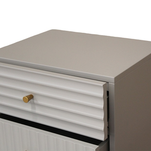 Élégante commode de chevet classique blanche de style français avec 2 tiroirs, en bois de mahogany massif, pour chambre à coucher et hôtels - Product Image 3