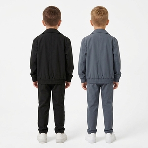 <b>Boys</b> Tracksuit Solid Color Zipper Full Sleeve Casual Autumn Wear Breathable Polyester Regular Fit Side Pockets - Product Image 3