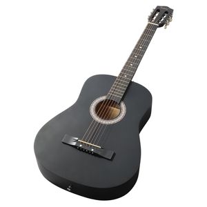 Chitarra Acustica Rotonda Nera Opaca da 38 Pollici con Plettri, Corde, Capotasto, Custodia, Accordatore e Tracolla per Principianti - Product Image 6