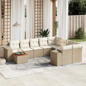Conjunto de Sofás de Jardín de Ratán Beige, 6 Plazas, Muebles de Exterior Contemporáneos Resistentes a la Intemperie - Product Image 3