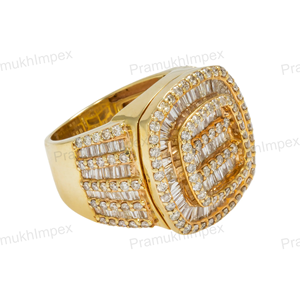 Anillo de Moissanita Cuadrado Estilo Hip Hop, Plata 925, Joyería Unisex de Lujo con Incrustaciones de Diamantes, Certificado GRA, Engaste Pavé, G-H VS2 - Product Image 4
