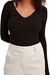 Camisetas deportivas de manga larga con cuello en V para mujer, de secado rápido, para verano, de punto liso teñido. - Product Image 3