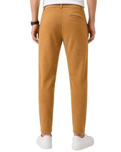 Men Camel Brown Slim Fit Casual Jogger Pants Elastic Waist <b>Drawstring</b> <b>Trousers</b> Soft Fabric Comfortable Daily Wear Stylish Look - Product Image 2