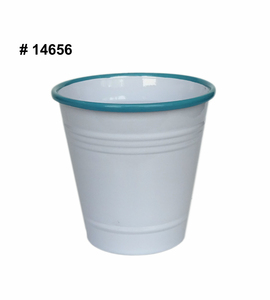 White Ceramic Look Metal Round Flower Pot Glazed Modern Plastic Effect <b>Planter</b> for Indoor Outdoor Use Gradient <b>Planter</b> - Product Image 1