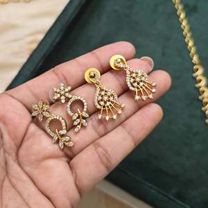 24K Gold & Rhodium Plated Bridal Jewelry Set-2 Piece Fashion Earring Set for Daily Wear - Product Image 2