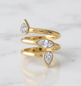 Triple Marquise Spiral 18K Gold Lab Grown Diamond Jewelry <b>CZ</b> <b>Ring</b> Women Bridal Fine Jewelry - Product Image 2