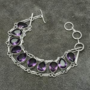 <b>Amethyst</b> Gemstone <b>Bracelet</b> Handmade 925 Sterling Silver Jewelry Natural Purple Stone Womens <b>Bracelet</b> Gift - Product Image 6