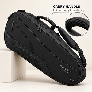 Bolsa de raqueta de squash negra personalizada con correa de hombro acolchada y bolsillo lateral con cremallera para entrenamiento y viajes al campo, estilo duradero. - Product Image 6