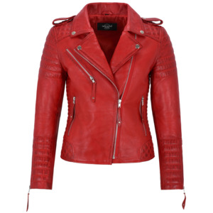 Veste de moto pour femme en cuir Napa 100% véritable, style classique, matelassée, fermetures éclair YKK, couleurs personnalisées - Product Image 6