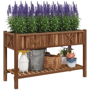 Jardinera Elevada de Madera Carbonizada para Jardín o Uso Doméstico - Product Image 5