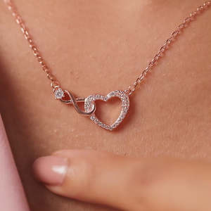 Collier en argent sterling 925 plaqué or rose avec cœur infini pour femme, cadeau romantique pour la Saint-Valentin - Product Image 5