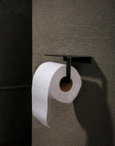 <b>Black</b> Wall Mounted Toilet <b>Paper</b> Holder Metal Toilet Roll Holder Modern Bathroom <b>Tissue</b> Stand for Hotel Restroom - Product Image 1