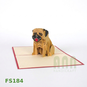 ANN HANDICRAFT Custom 3D Pop Greeting Cards Pug Dog Friendship Thank You Gift 4 Color Printed Vietnam Made <b>Paper</b> Die Cutting - Product Image 3