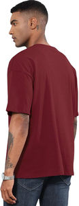 Maroon Color Custom 100% Cotton Made Men Clothing Slim Fit Breathable T Shirts Wholesale Outerwear Casual <b>Drop</b> Shoulder Shirts - Product Image 3