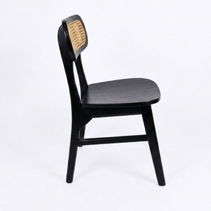 Chaise de salle à manger scandinave sans accoudoirs en teck noir tressé, durable et écologique, idéale pour ferme, entrée ou restaurant - Product Image 3