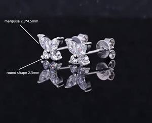 Elegantes Pendientes de Diamantes Marquise Redondos con Forma de Mariposa, Cultivados en Laboratorio, Certificados por IGI, Color D E F, Claridad VVS VS, Oro, Oro Rosa, Oro Blanco - Product Image 3