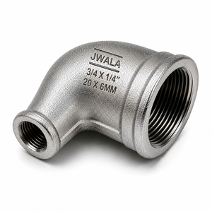 Raccord coudé réducteur industriel en acier inoxydable 20x6mm 3/4x1/4 pouce fileté pour systèmes de contrôle de débit de fluides et de manutention chimique - Product Image 1