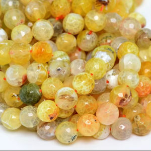 ลูกปัดเลมอนอาเกต ลายแตก หินธรรมชาติ เจียระไนทรงกลม ลูกปัดหลวม ร้อยเป็นเส้น ขายส่งจำนวนมาก สำหรับทำเครื่องประดับ - Product Image 1