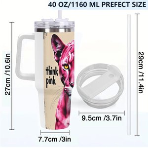 Gobelet isotherme personnalisé en acier inoxydable de 40 oz avec motif Panthère Rose pour les célébrations d'ouverture de magasin - Product Image 4