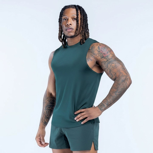 Nouveau design – Débardeur sans manches pour homme, col rond, couleur unie, tricoté, décontracté, respirant, en polyester vert, OEM - Product Image 5