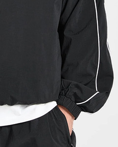 Latest Design Custom Logo <b>Black</b> Men's <b>Windbreaker</b> Zip Track Jacket With Piping Lightweight Men's <b>Windbreaker</b> Gymwear Tracksuit - Product Image 5