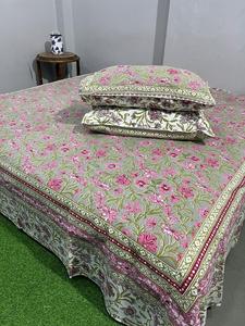 Juego de Sábanas Dobles de Lujo con Estampado Artesanal y Fundas de Almohada, 100% Algodón, Estampado Tradicional Indio Hecho a Mano - Product Image 4