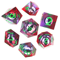 Dés en résine à noyau liquide, deux couleurs, yeux mobiles, bords tranchants, ensemble de dés D&D personnalisable pour jeux de rôle de table, jeu Cthulhu, logo personnalisé