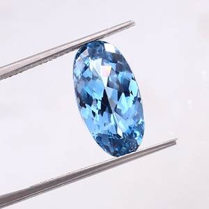 Aigue-marine ovale, pierre précieuse naturelle, couleur bleu ciel, certifiée, haute clarté, qualité supérieure, pierre pour la fabrication de bijoux - Product Image 1