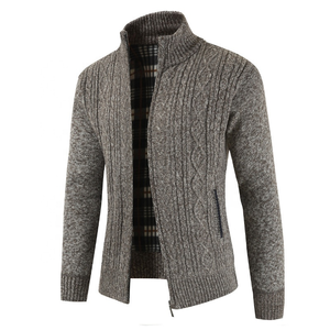 Chaqueta al por mayor para hombre, cárdigan grueso, chaqueta bomber con cuello alto para hombre - Product Image 5