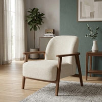 Canapé semi-circulaire rembourré de style mid-century modern avec pieds en teck pour salon, villa, appartement, hôtel - Modèle CHA58