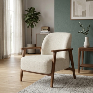 Midcentury Modern Upholstered Semicircular <b>Sofa</b> Chair Teak <b>Wood</b> <b>Legs</b> Living Room Villa Apartment Hotel Use Model CHA58 - Product Image 6