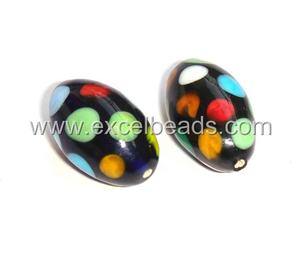 Cuentas de cristal de forma ovalada naranja hechas a mano con puntos, venta al por mayor, exportaciones de Excel para la fabricación de joyas, cuentas de cristal de Murano - Product Image 2