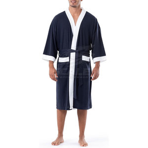 Peignoir classique en polaire pour homme, 100% coton, séchage rapide, manches longues, pour la maison, l'hôtel, le spa, la douche, la piscine et après le bain, avec ceinture. - Product Image 3