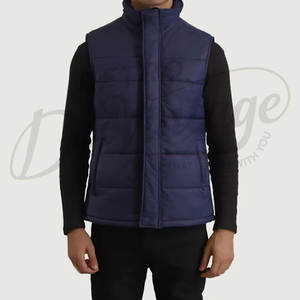 Gilet matelassé personnalisé pour homme, bleu marine, chaud pour l'hiver, col montant, imperméable, sans manches - Product Image 3