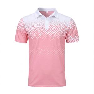 Camiseta personalizada para hombre, transpirable, de secado rápido, ropa de moda sublimada personalizada, camisetas rosas y blancas, camisetas de golf, ajuste atlético - Product Image 1