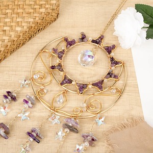 Magnifique attrape-soleil en métal en forme de fleur, or et violet, avec cristaux, pour la maison, le jardin, la fenêtre, décoration suspendue, article cadeau, élégant et luxueux - Product Image 6