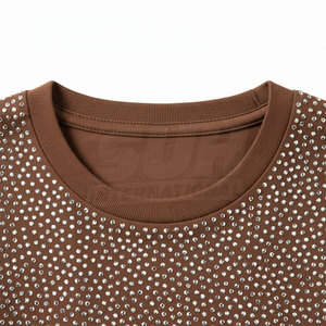 เสื้อยืดแฟชั่นผู้ชายประดับเพชร 100% ผ้าฝ้าย ทรงโอเวอร์ไซส์ คุณภาพสูง ระบายอากาศได้ดี สไตล์ใหม่ - Product Image 3