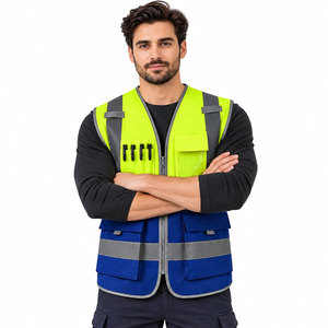 Gilet de travail pour homme en tissu réfléchissant sur mesure, 5 poches dimensionnelles, respirant, de qualité supérieure, pour la sécurité au travail - Product Image 5