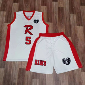 Ensembles de basket-ball en mesh pour hommes personnalisés, t-shirts d'entraînement à séchage rapide pour le basket-ball universitaire - Product Image 1